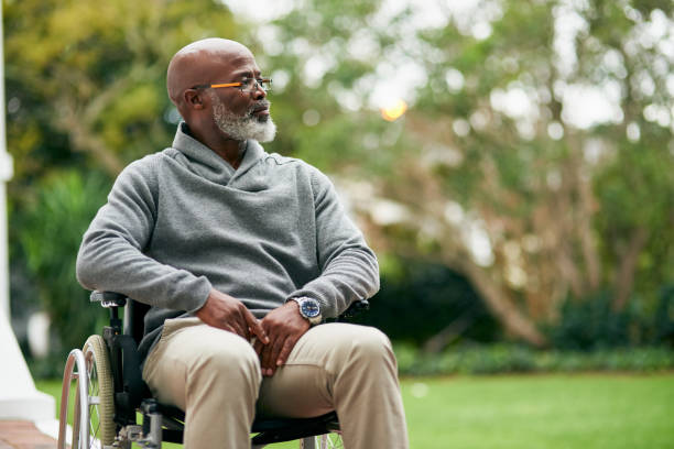 Older man sitting in a wheel chair