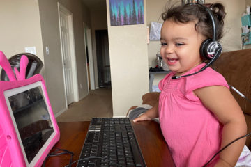 Working from home has been a lot of fun with my granddaughter as my side kick, she loves to pretend she is working right along with me! (from Brooke Gibbs)