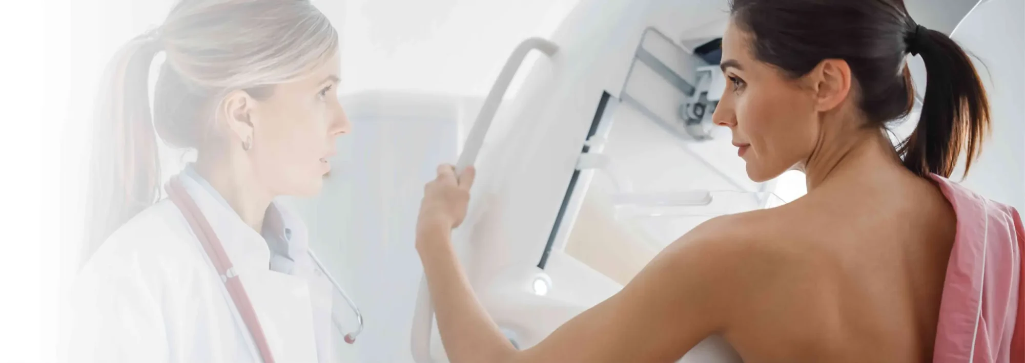 Woman getting a mammogram