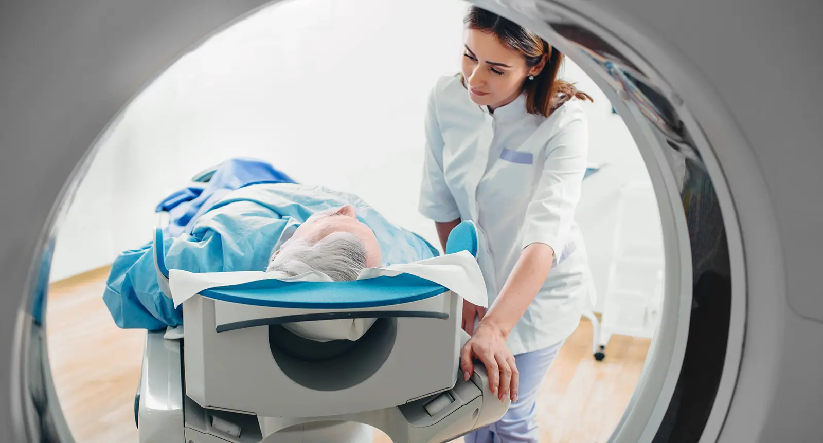 Man lying down having an imaging test