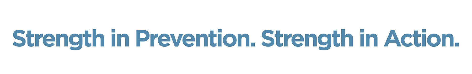A banner with the text: Strength in Prevention. Strength in Action.