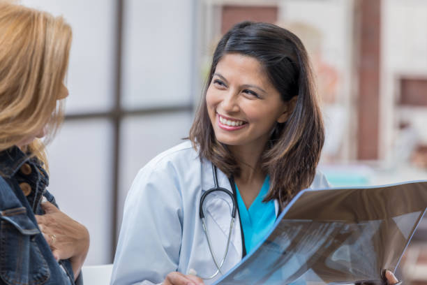 Doctor and patient reviewing results